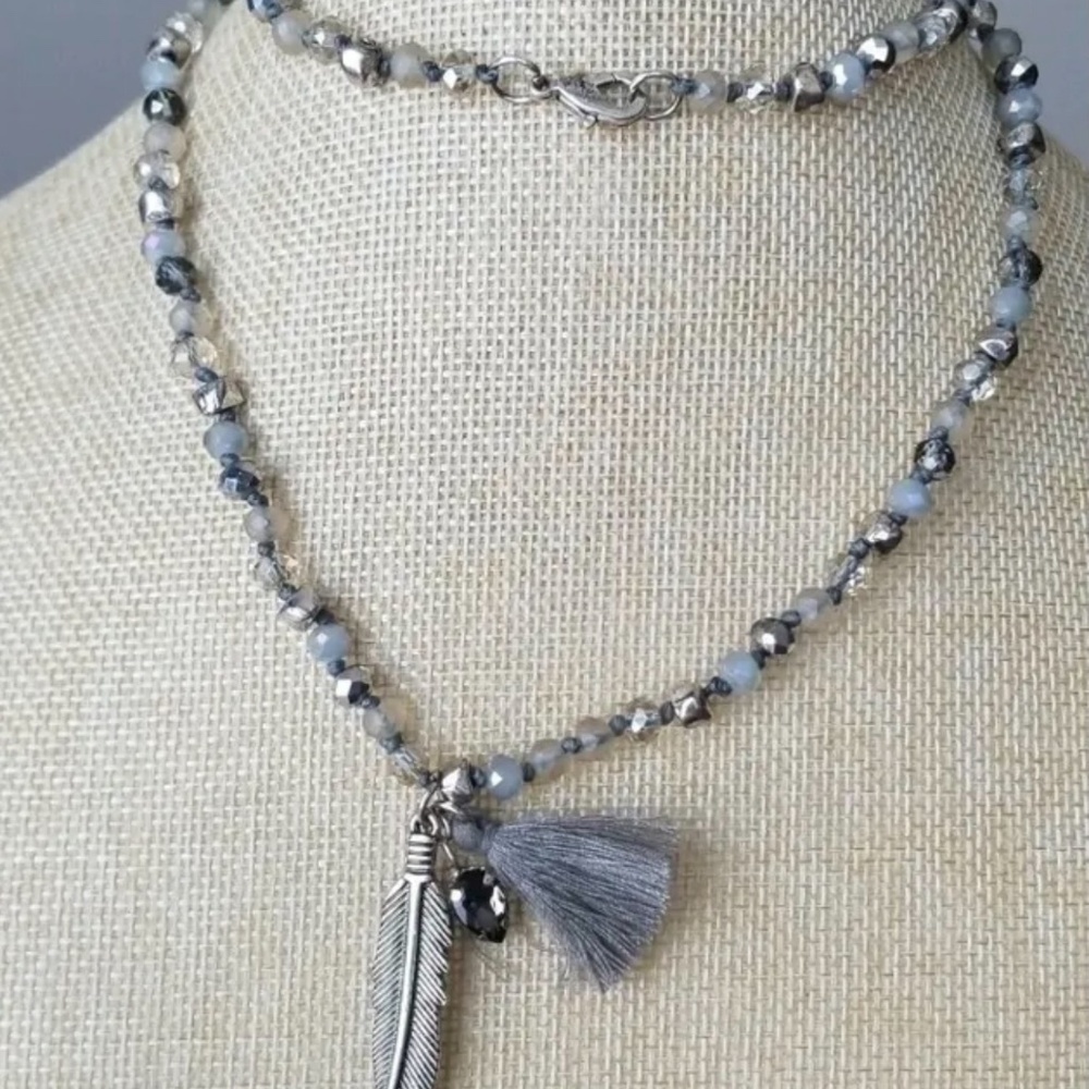 Rhinestone necklace 30" full length With Pendant